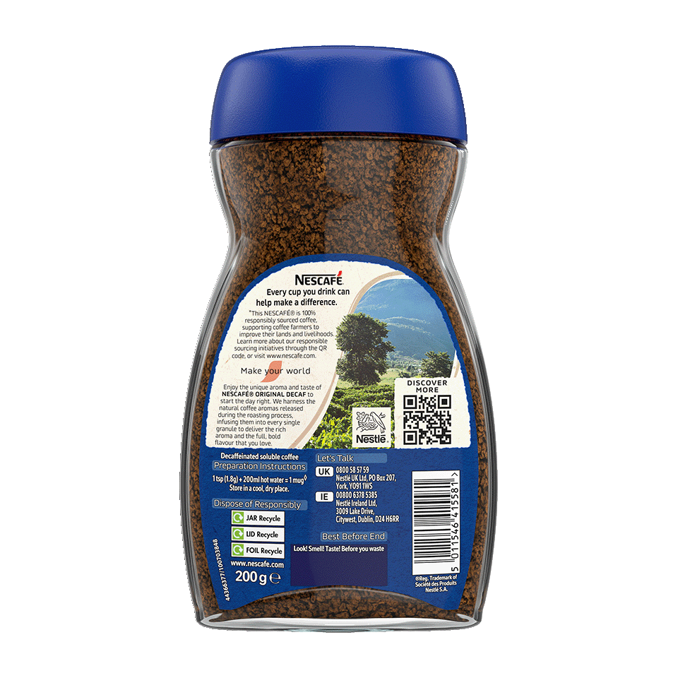 NESCAFÉ ORIGINAL, Instant Coffee, Decaf Dark Roast, 1 Jar