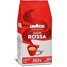 Lavazza, Qualità Rossa, Coffee Beans, with Aromatic Notes of Chocolate and Dried Fruit, Arabica and Robusta, Intensity 5/10, Medium Roasting, 1 Kg